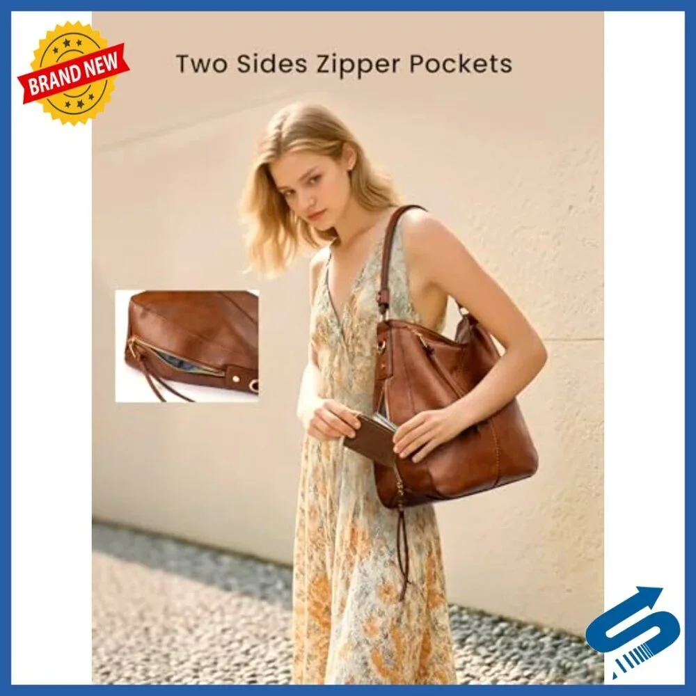 Large Faux Leather Hobo Crossbody Bag with Multiple Pockets and Adjustable Strap